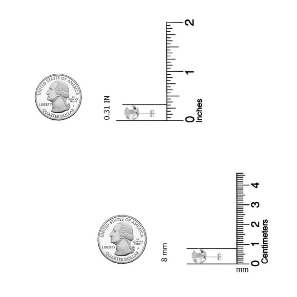 💗 Silver Bead Ball Stud Earrings 8mm NEW - Picture 10 of 11